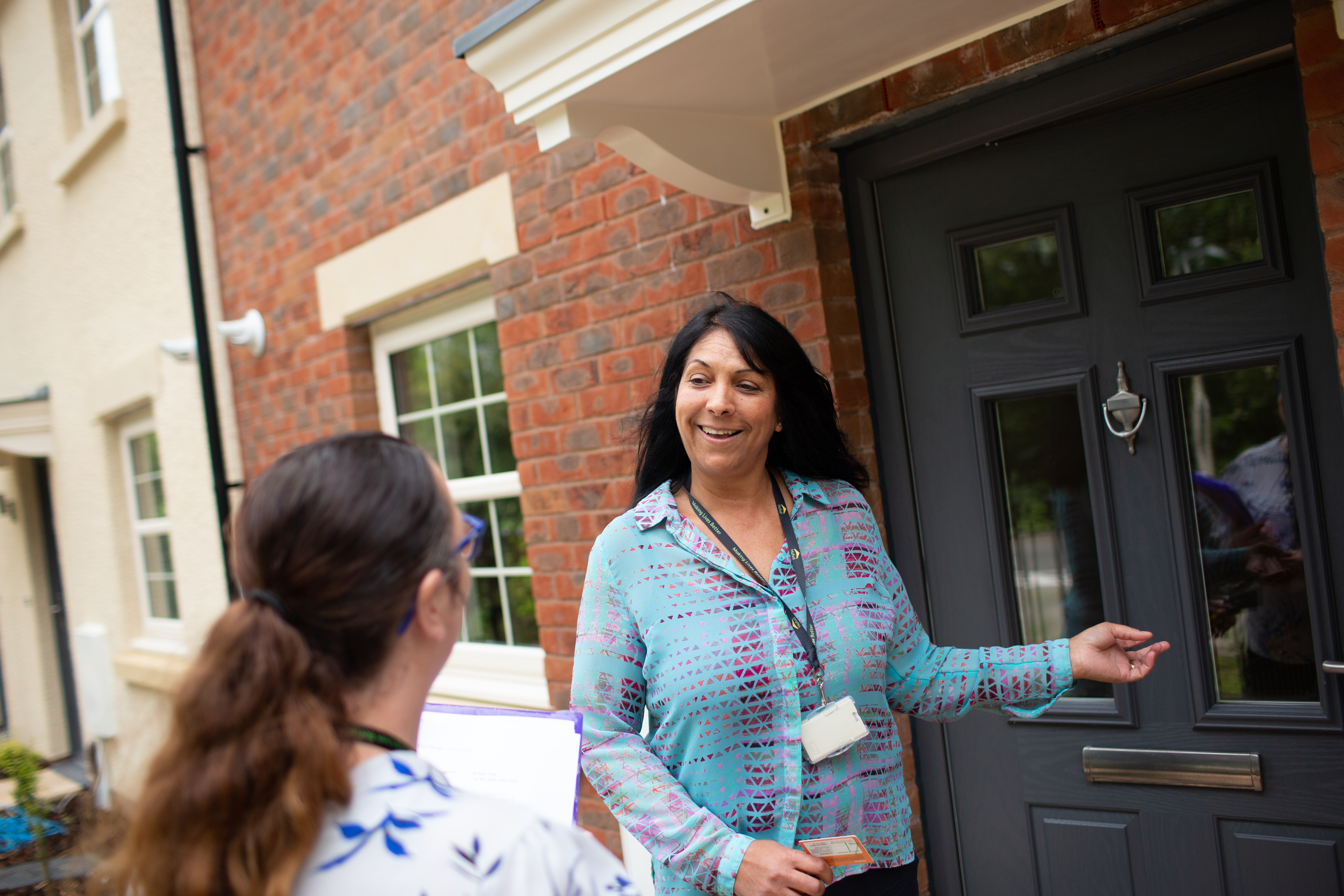 Contract holder being greeted at the door